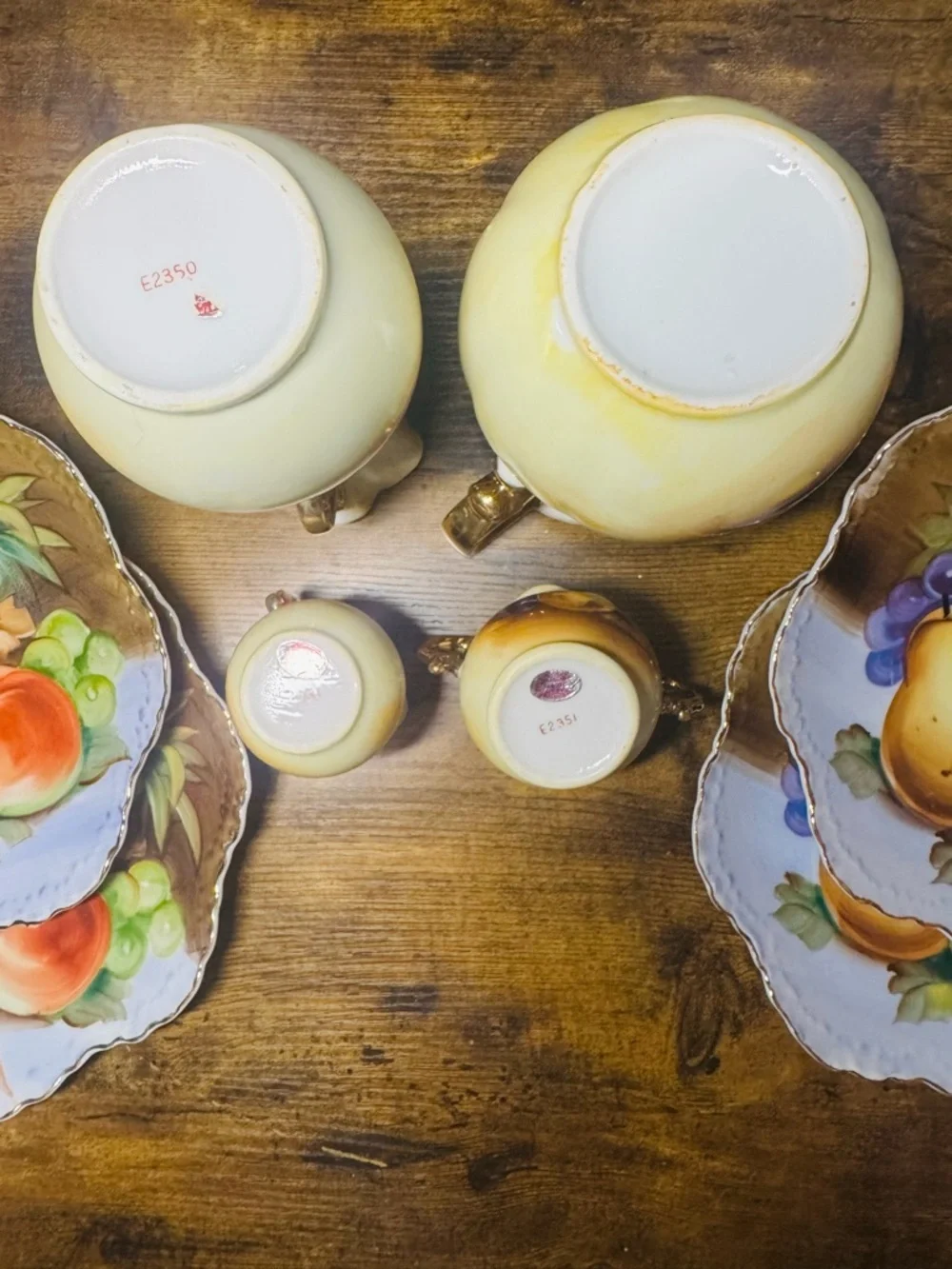 Lefton China Hand Painted Fruit 8pc China Set Japan with Gold Trim E2350